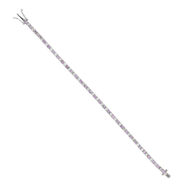 Finnies The Jewellers 9ct White Gold Pink Sapphire & Diamond Ligne Bracelet