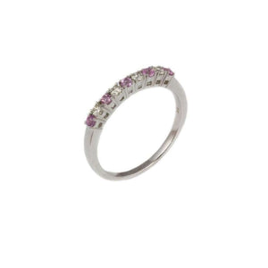Finnies The Jewellers 9ct White Gold Pink Sapphire & Round Cut Diamond Eternity Ring