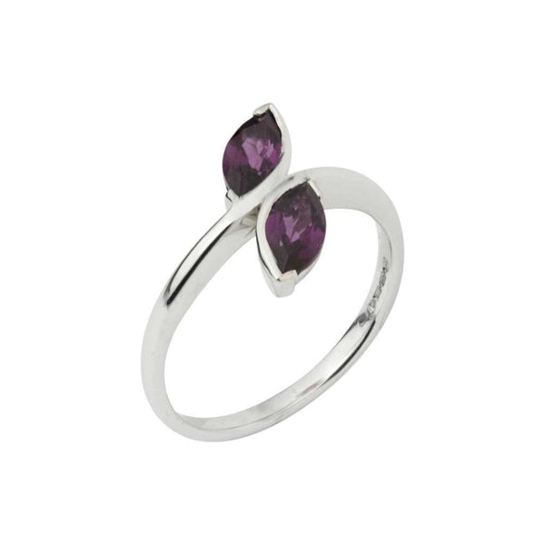 Finnies The Jewellers 9ct White Gold  Ring with Two Marquise Shaped Rhodolite Garnet