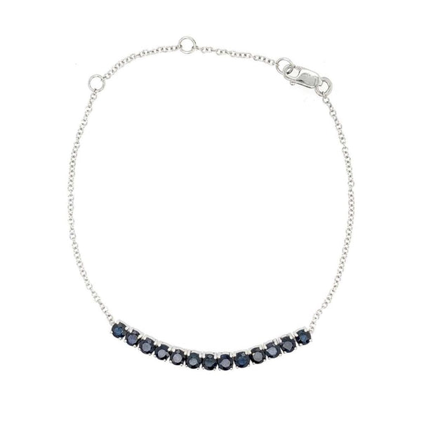 Finnies The Jewellers 9ct White Gold Sapphire Bar Chain Bracelet