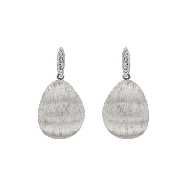 Finnies The Jewellers 9ct White Gold Satin Finish Diamond Drop Earrings