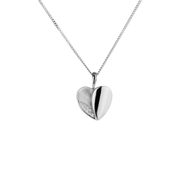 Finnies The Jewellers 9ct White Gold Satin Polished Diamond Heart Pendant