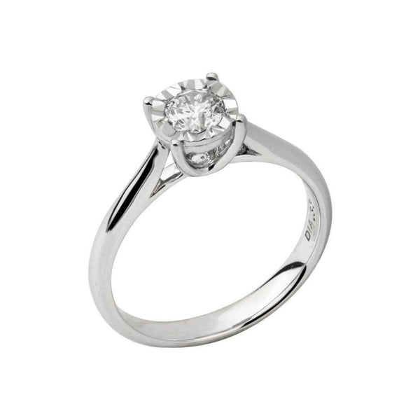 Finnies The Jewellers 9ct White Gold Solitaire Diamond Ring 0.33ct