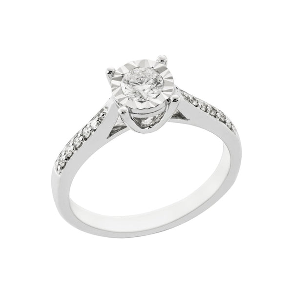 Finnies The Jewellers 9ct White Gold Solitaire Diamond Ring 0.45ct