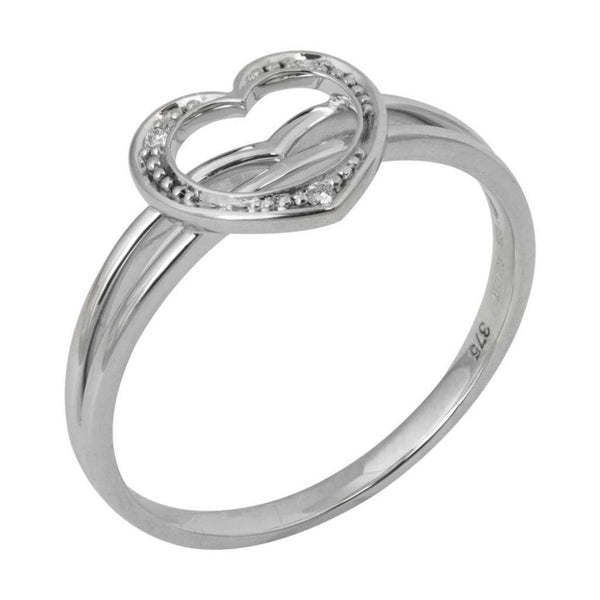 Finnies The Jewellers 9ct White Gold Split Dress Ring with Diamond Heart