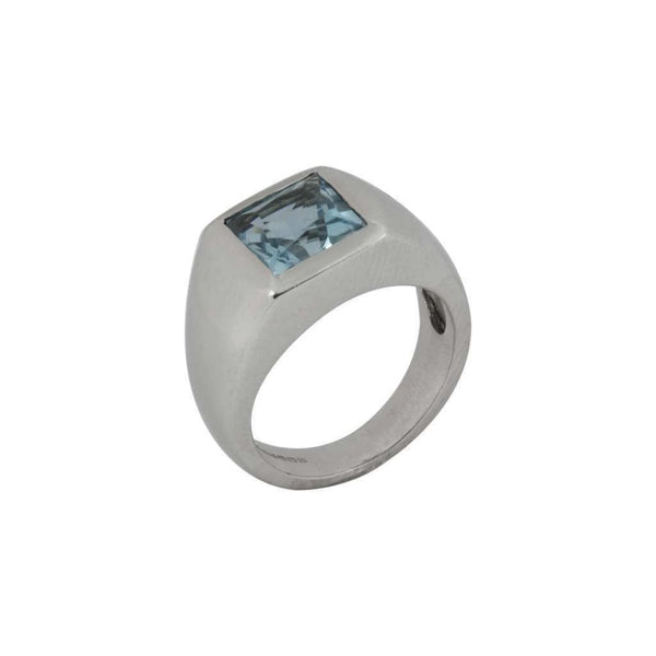 Finnies The Jewellers 9ct White Gold Square Blue Topaz Dress Ring