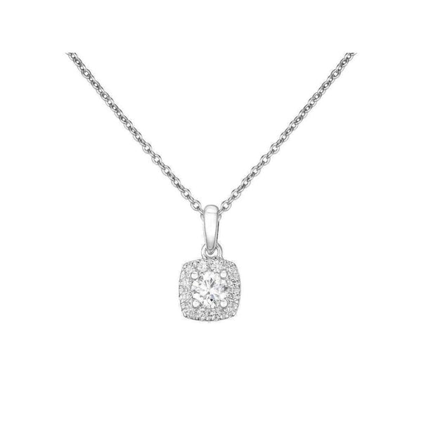 Finnies The Jewellers 9ct White Gold Square Halo Diamond Pendant with 18