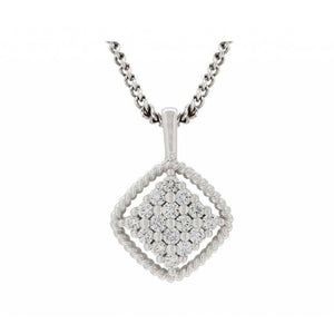 Finnies The Jewellers 9ct White Gold Square Rope Halo Pendant with Square Cluster