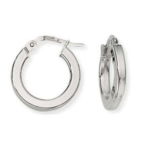 Finnies The Jewellers 9ct White Gold Square Tube Hoop Earrings