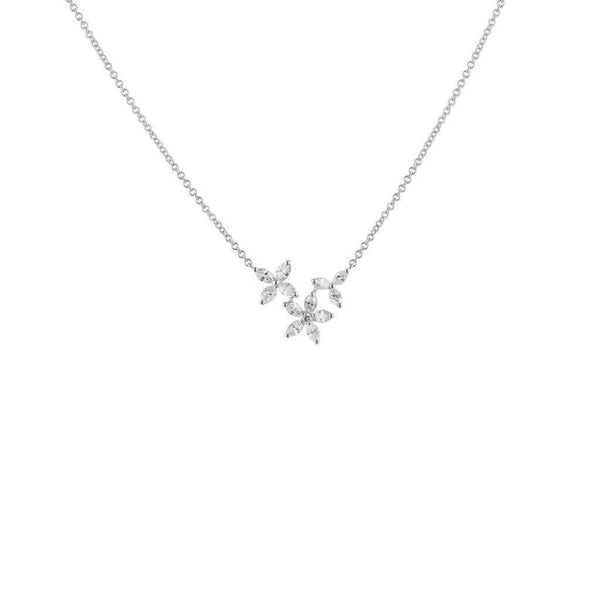 Finnies The Jewellers 9ct White Gold Three Flower Cluster Diamond Pendant