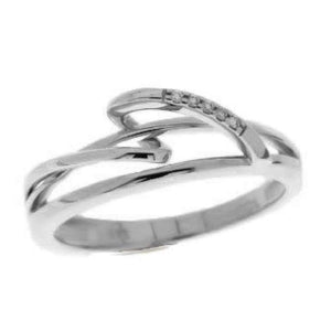 Finnies The Jewellers 9ct White Gold Two Strand with Diamond Loop Dress Ring