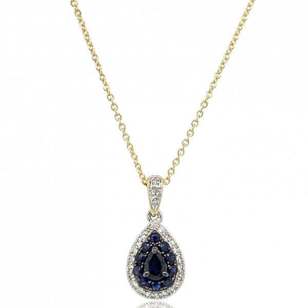 Finnies The Jewellers 9ct Yellow and White Gold Diamond/Sapphire Pendant on 18