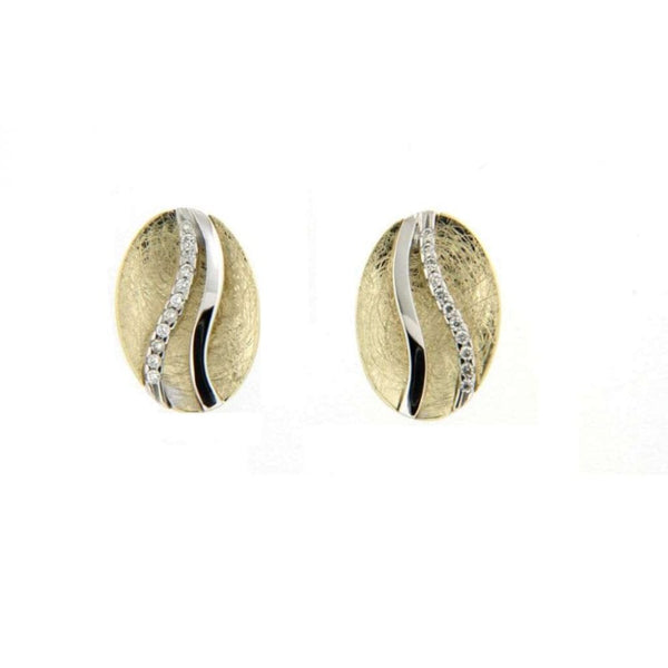 Finnies The Jewellers 9ct Yellow and White Gold Diamond Stud Earrings