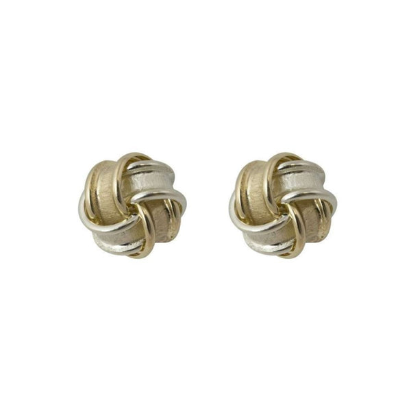 Finnies The Jewellers 9ct Yellow And White Gold Frosted Knot Stud Earrings