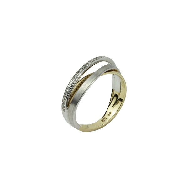 Finnies The Jewellers 9ct Yellow and White Gold Satin Polished Diamond Ring