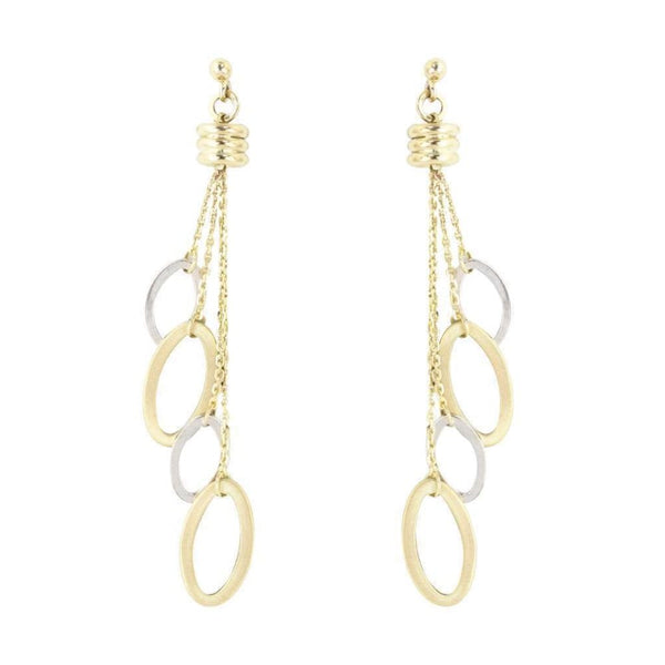 Finnies The Jewellers 9ct Yellow and White Gold Satin Polished Ovals Chain Drops