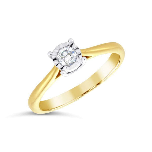 Finnies The Jewellers 9ct Yellow and White Gold Solitaire Diamond Ring 0.17ct