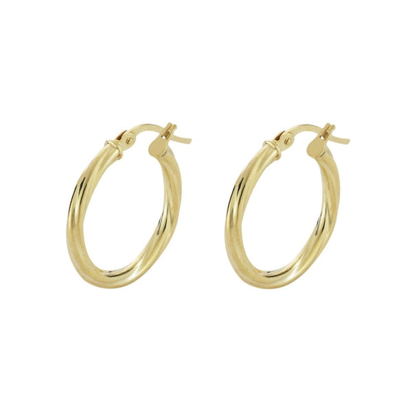 Finnies The Jewellers 9ct Yellow Gold 2mm Twist Hoop Earrings