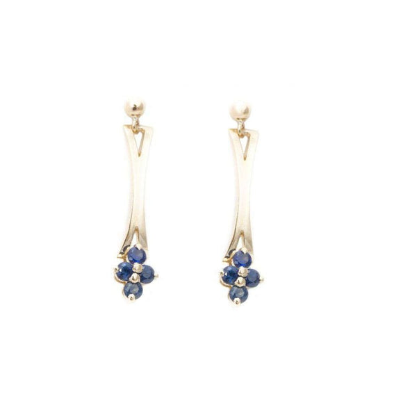 Finnies The Jewellers 9ct Yellow Gold 4 Sapphire Fancy Drop Earrings
