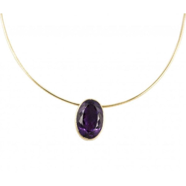 Finnies The Jewellers 9ct Yellow Gold Amethyst and Diamond Pendant