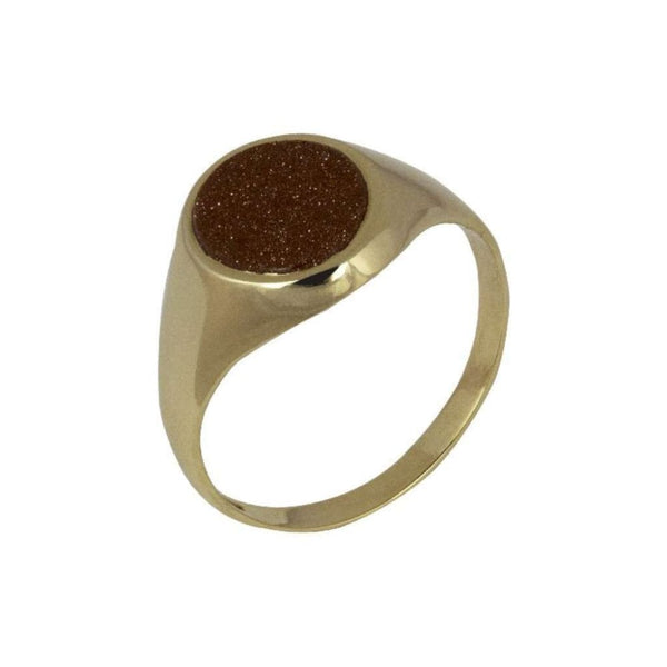 Finnies The Jewellers 9ct Yellow Gold Brown Goldstone Signet Ring