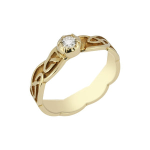 Finnies The Jewellers 9ct Yellow Gold Celtic Diamond Set Ring