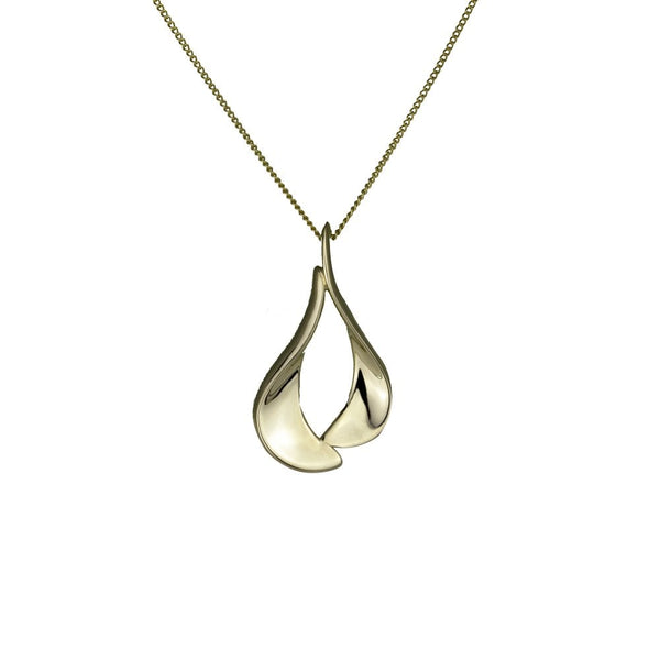 Finnies The Jewellers 9ct Yellow Gold Concave Open Teardrop Pendant with 18