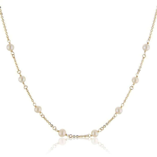 Finnies The Jewellers 9ct Yellow Gold Cultured Pearl Chain Necklet