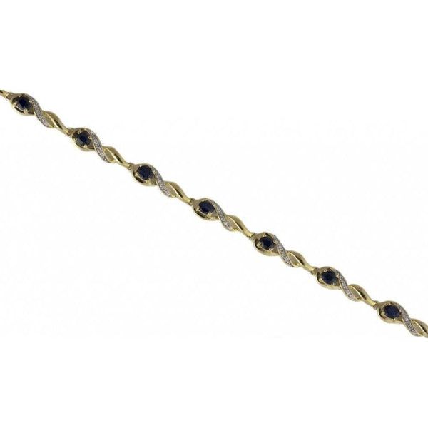 Finnies The Jewellers 9ct Yellow Gold Diamond and Oval Blue Sapphire Bracelet