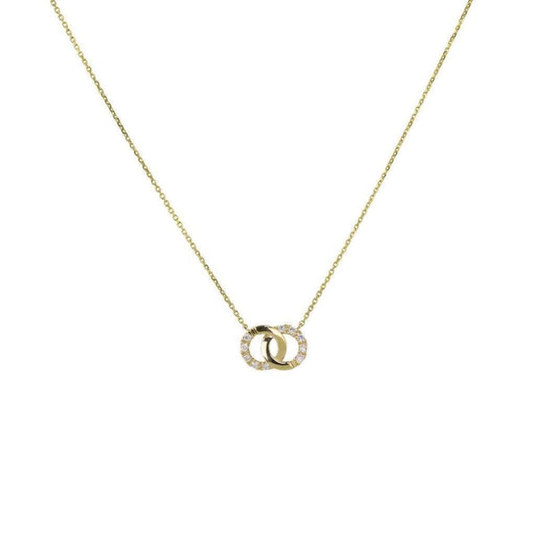 Finnies The Jewellers 9ct Yellow Gold Diamond & Entwined Double Circle Necklace