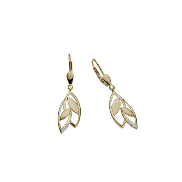 Finnies The Jewellers 9ct Yellow Gold Diamond Marquoise Shaped Open Drop Earrings