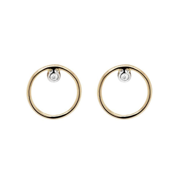 Finnies The Jewellers 9ct Yellow Gold Diamond Open Circle Earrings