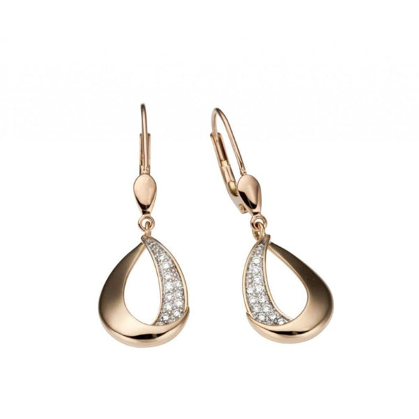 Finnies The Jewellers 9ct Yellow Gold & Diamond Open Pear Shaped Earrings