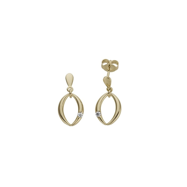 Finnies The Jewellers 9ct Yellow Gold Diamond Set Drop Earrings