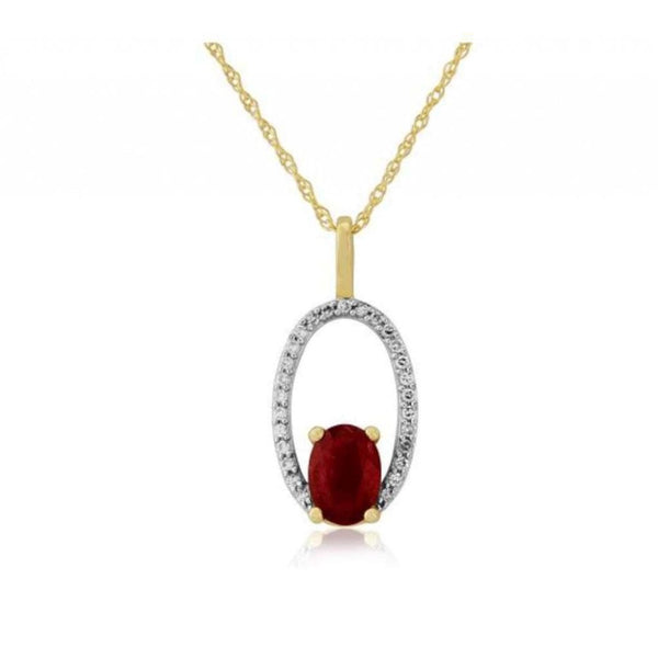 Finnies The Jewellers 9ct Yellow Gold Diamond Set Open Oval Pendant