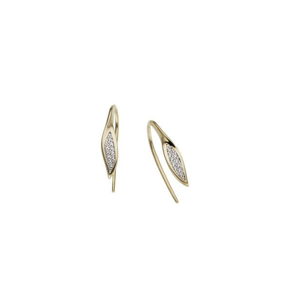 Finnies The Jewellers 9ct Yellow Gold Diamond Set Pull Through Hoop Earrings