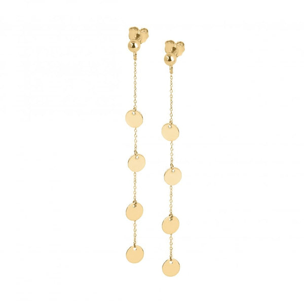 Finnies The Jewellers 9ct Yellow Gold Disc Chain Drop Earrings