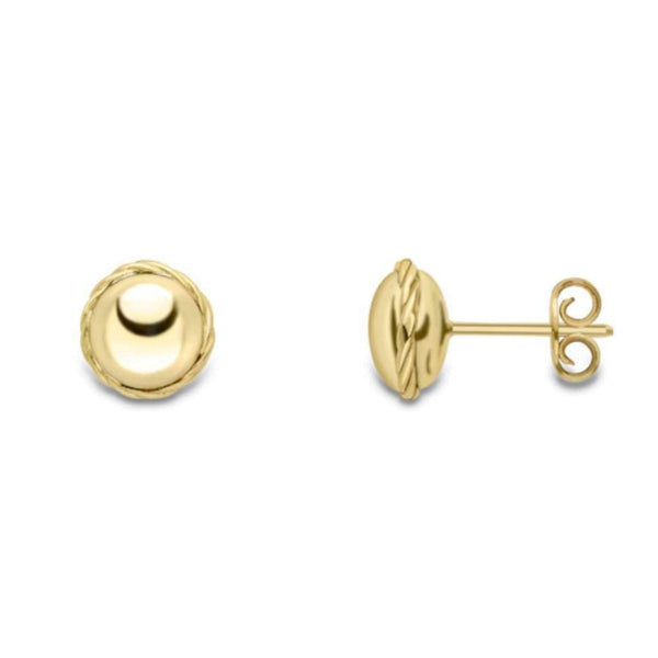 Finnies The Jewellers 9ct Yellow Gold Doomed & Rope Edge Stud Earrings