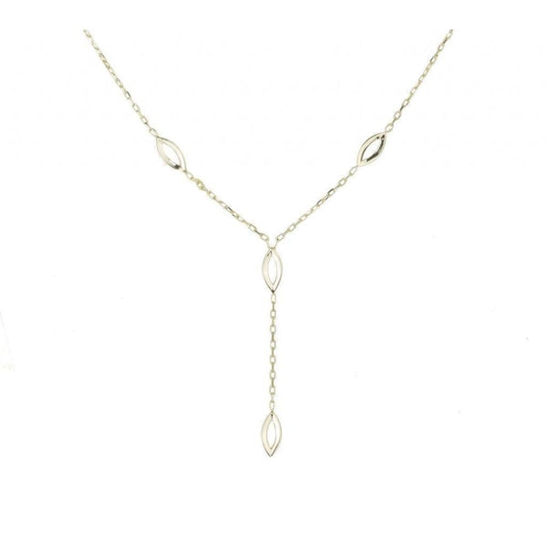 Finnies The Jewellers 9ct Yellow Gold Drop Necklace with Open Marquise Shapes