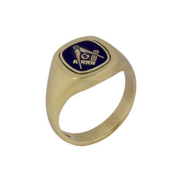 Finnies The Jewellers 9ct Yellow Gold Enamel Masonic Swivel Signet Ring
