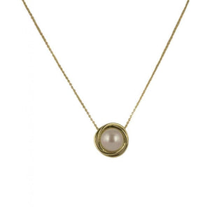 Finnies The Jewellers 9ct Yellow Gold Freshwater Button Pearl Swirl Pendant
