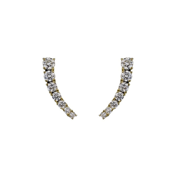 Finnies The Jewellers 9ct Yellow Gold Graduated Round Diamond Cuff Earrings 1.00ct