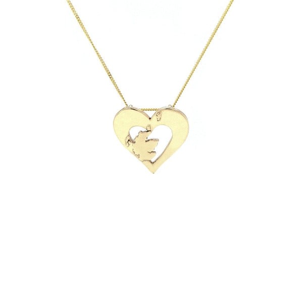 Finnies The Jewellers 9ct Yellow Gold Heart of Scotland Pendant with Curb Chain