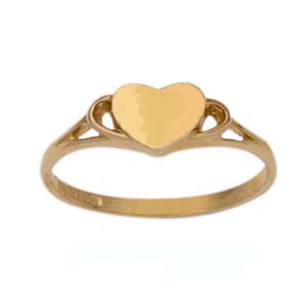 Finnies The Jewellers 9ct Yellow Gold Heart Signet Ring with Open Shoulders