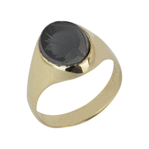 Finnies The Jewellers 9ct Yellow Gold Hematite Oval Signet Ring