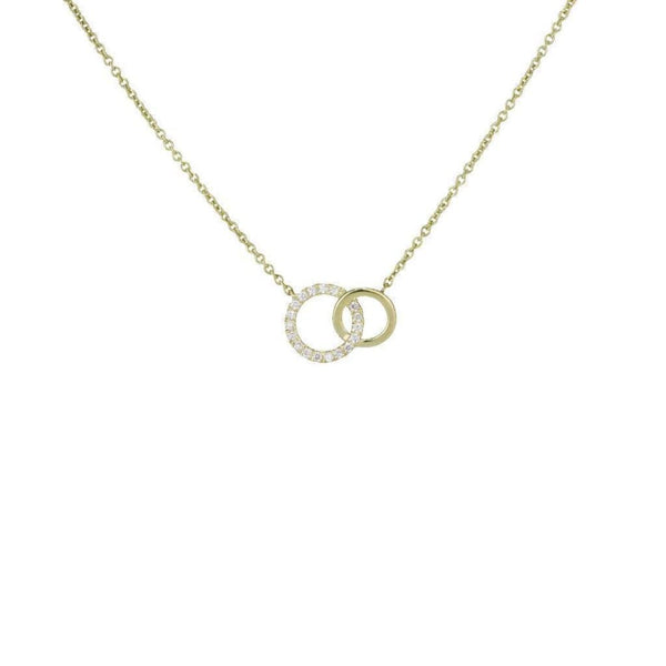 Finnies The Jewellers 9ct Yellow Gold Linked Diamond Set & Polished Circles Necklace