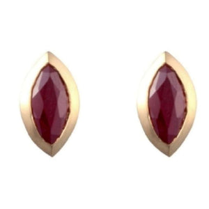 Finnies The Jewellers 9ct Yellow Gold Marquise Ruby Stud Earrings