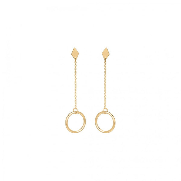 Finnies The Jewellers 9ct Yellow Gold Open Circle Chain Drop Earrings