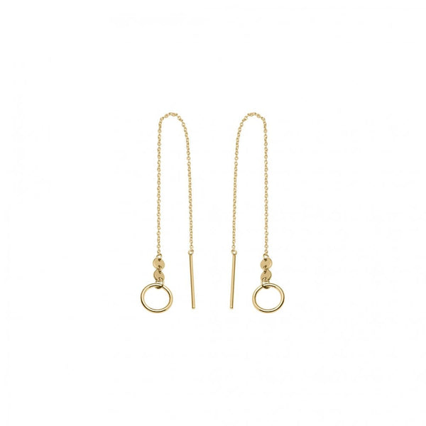 Finnies The Jewellers 9ct Yellow Gold Open Circle Chain Pull Through  Drop Earrings