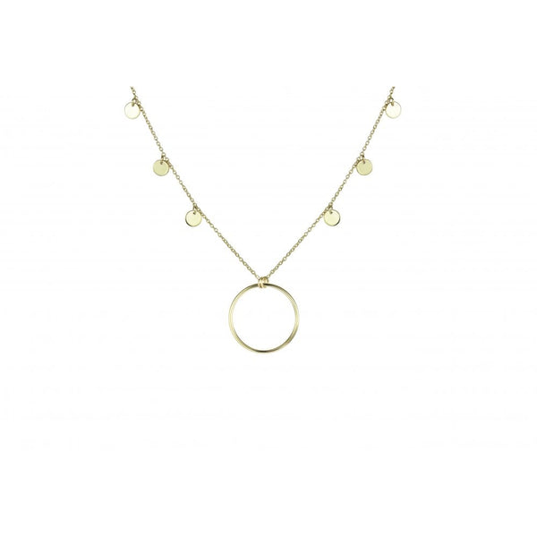 Finnies The Jewellers 9ct Yellow Gold Open Circle Pendant with Disc Droplets on Chain
